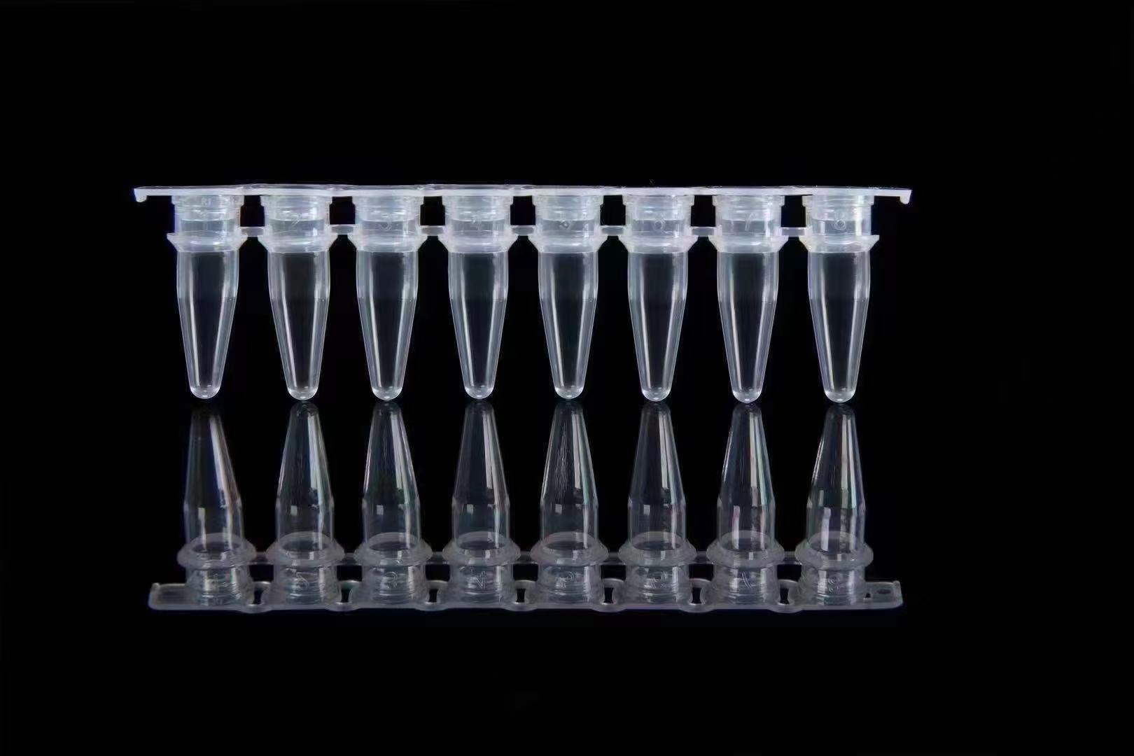 0.2mL PCR8联排，管盖一体，透明